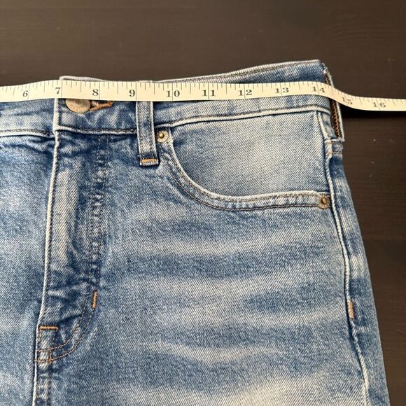 J Crew Classic Straight Jeans Womens Sz 26 Blue Distressed Denim Stretch Retro - Picture 12 of 14